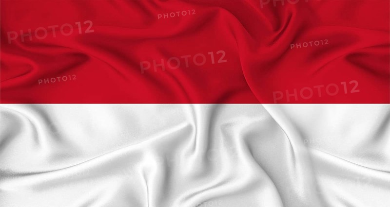 Realistic Monaco flag waving. Close up of flag of Monaco with cloth texture