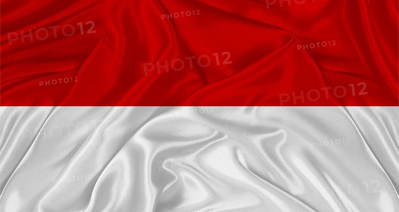 Flag of Monaco with cloth texture. Close up of Monégasque flag waving