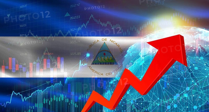 Global financial growth with Nicaragua flag. Financial growth with Nicaragua flag on economic background