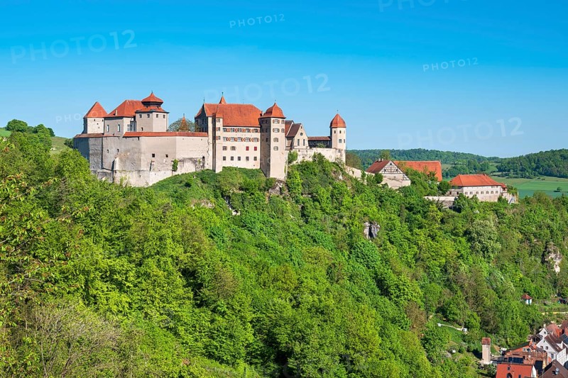 View of Harburg Castle, Donau-Ries, Swabia, Bavaria, Germany