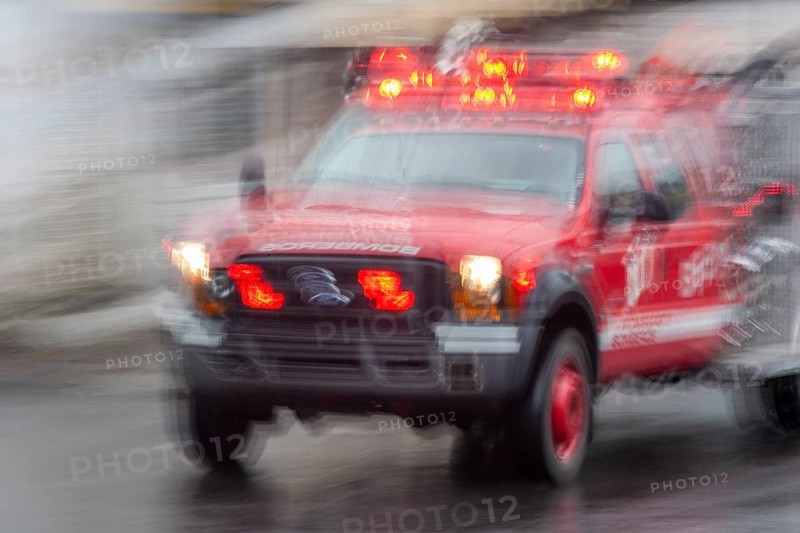 Ambulance driving at high speed, Motion blur, City of Quito. Pichincha province, Ecuador, South America