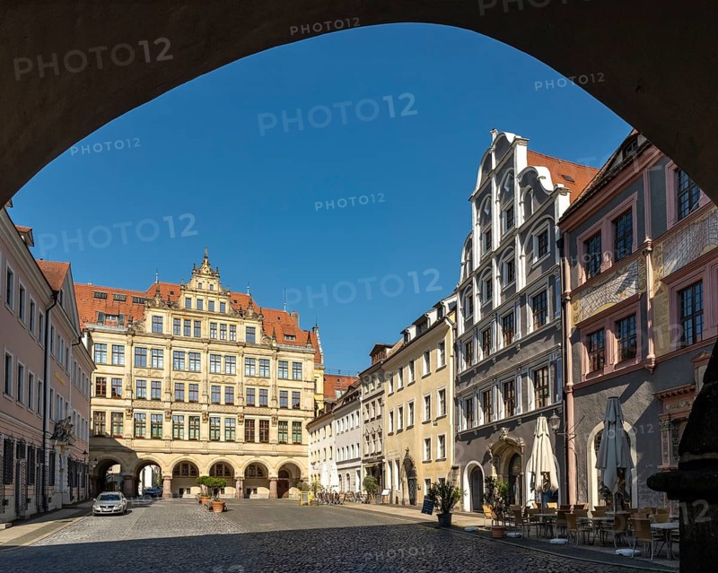View of the Lower Market Square and the New Town Hall of Görlitz, Goerlitz, Germany