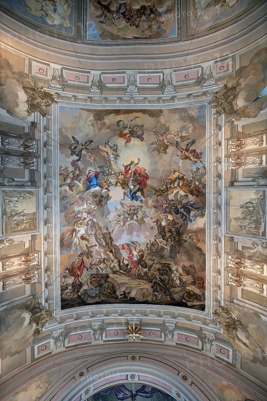 Ceiling fresco of the Baroque parish church of St Nicholas, 1725, Tannheim, Austria