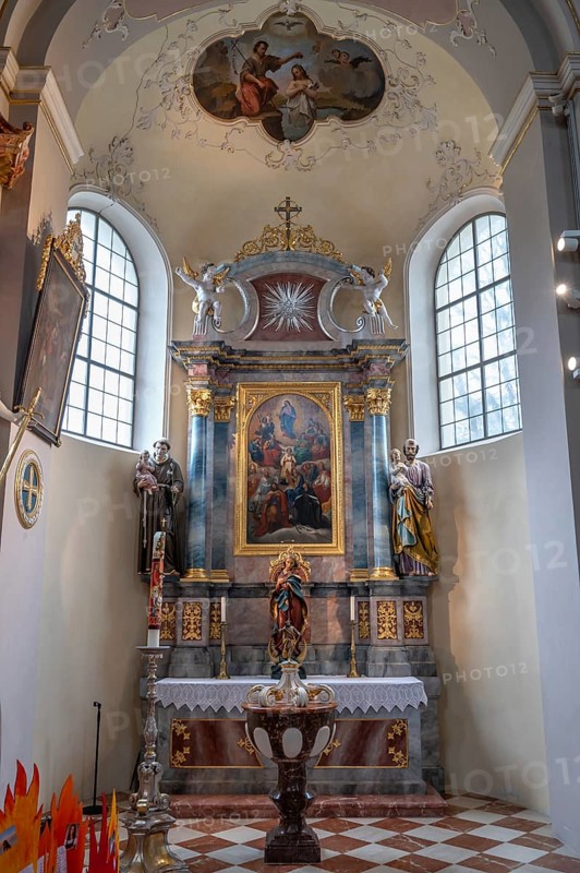 Side altar of the Baroque parish church of St Nicholas, 1725, Tannheim, Austria