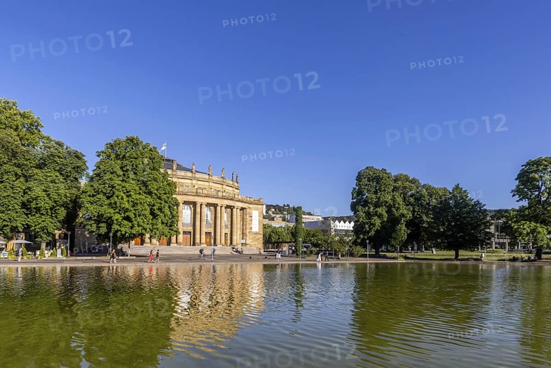 Stuttgart Opera House, historic Littmann building. Venue of the WÃ¼rttemberg State Theatre Stuttgart (WST), in front of the Eckensee. The cultural building is to be renovated at a cost of around one billion euros. Stuttgart, Baden-WÃ¼rttemberg, Germany