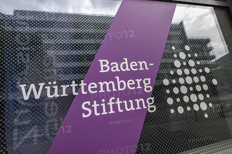 Baden-WÃ¼rttemberg Foundation. Exterior view of the building with logo and claim: German Zuversicht entsteht im SÃ¼dwesten. Stuttgart, Baden-WÃ¼rttemberg, Germany