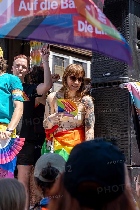 Heidi Reichinnek, parliamentary group leader of the Left Party in the Bundestag and political TikTok star, at Christopher Street Day in Leipzig on 28 June 2025