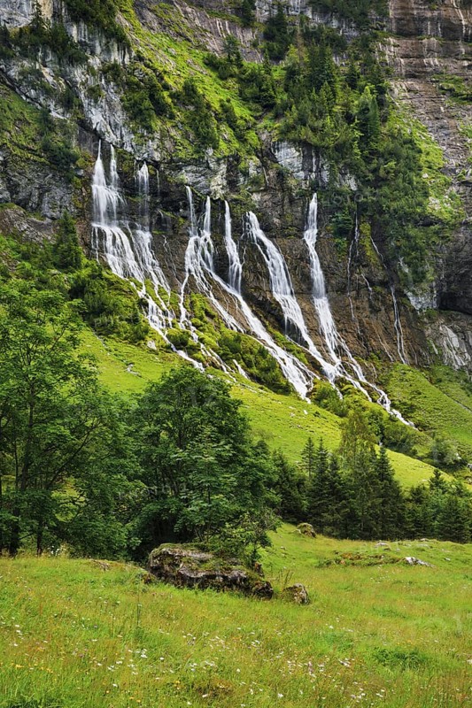 Jungibach Falls in Gental near Engstlenalp, Canton Bern, Switzerland
