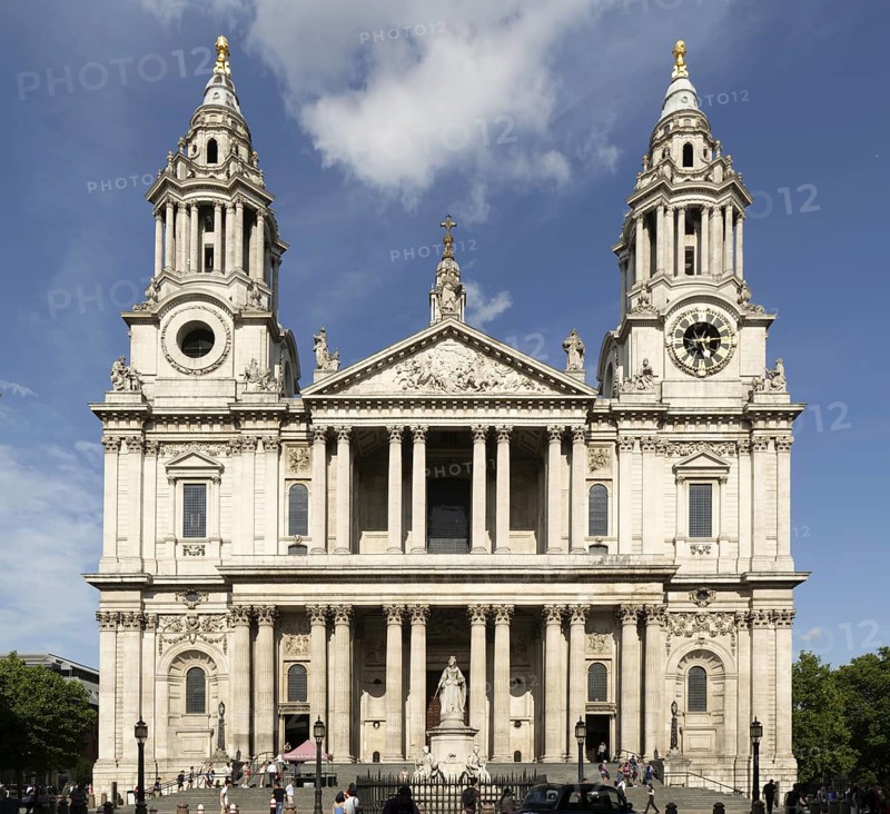 West frontage St Paul's cathedral church, City of London, London, England, UK architect Christopher Wren