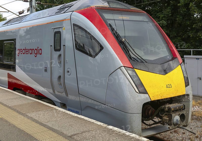 Greater Anglia, British Rail Class Stadler 755 bi-modal multiple unit passenger train, Ipswich railway station, Suffolk, England, UK