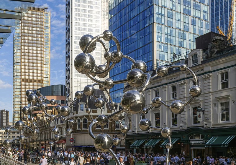 'Infinite Accumulation' artwork by Yayoi Kusame, near Liverpool Street railway station, London, England, UK