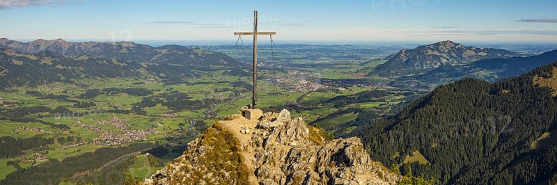 Panorama from the Rubihorn, 1957m, into the Illertal, AllgÃ¤u, Bavaria, Germany