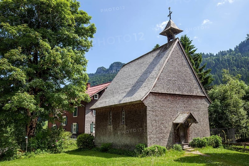 Catholic St Anne's Chapel, oldest wooden chapel in the Alps, Rohrmoos, Rohrmoostal, near Oberstdorf, OberallgÃ¤u, AllgÃ¤u, Bavaria, Germany
