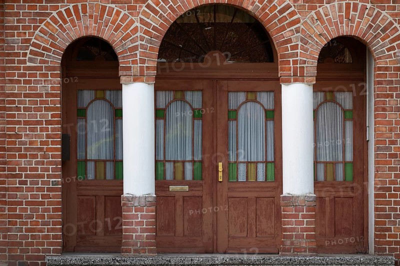 View of the entrance area of a farmhouse, Böhme, Heidekreis, Rethem Aller, Leine Aller Tal, Lower Saxony, Germany