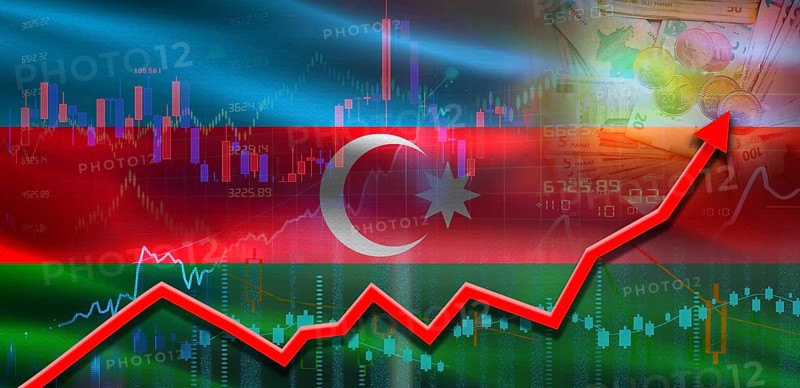 Azerbaijan financial growth on market graph. Azerbaijan economic growth on financial graph