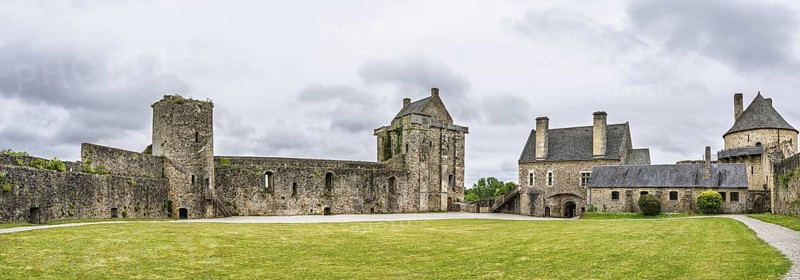 Panorama of Castle ruin of Chateau de Saint-Sauveur-le-Vicomte, Manche, Normandy, France