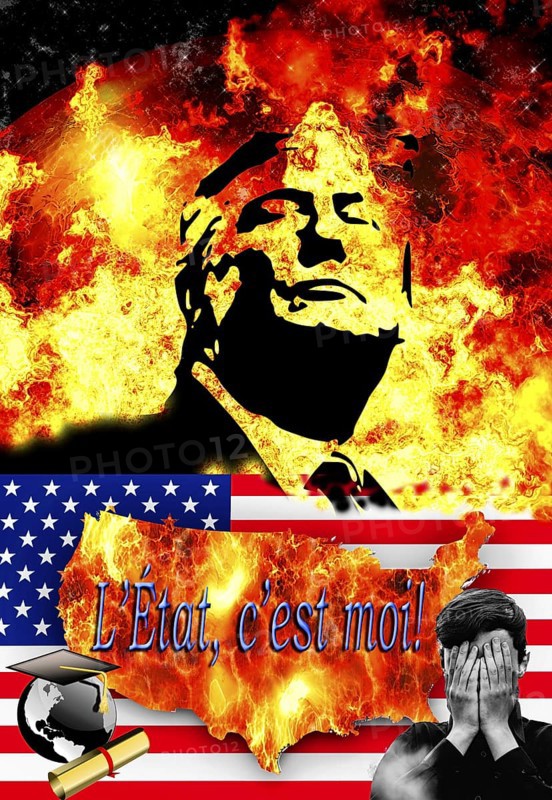 Symbolic image, Trump as the Sun King of the USA, The state is me! delusional peace president, university scare, education denier, deportation without law, bitcoin king, kleptocracy, price development, law denier, uverlose tariffs, bitcoin questionable due to extreme energy demand, stock market prices, resources, energy, industry, economy critical, stock market hype, stock market crash, payment, insolvency, wrong decisions, maximum profit, profit collapse, share prices, Germany as a business location, global economy, globalisation, environmental protection, mafia, Trump government, bitcoin rally, stock market trading