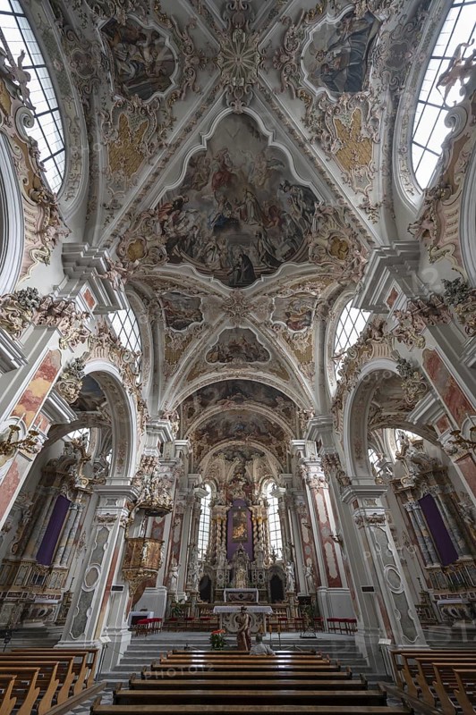 Interior of the collegiate basilica, Neustift St Margarethen, Vahrn, district of Bozen, South Tyrol, Italy