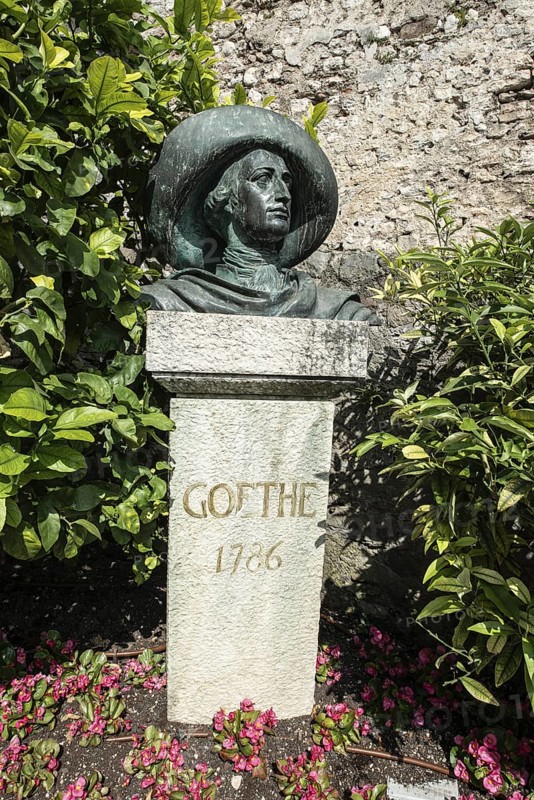 Bust of Johann Wolfgang von Goethe in Scaliger Castle, Malcesine, Veneto, Italy
