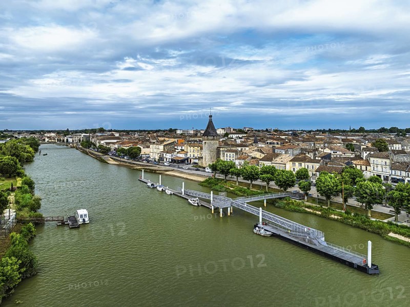Libourne from a drone, Gironde, Nouvelle-Aquitaine, Saint-Emilion and Pomerol, Southwestern France