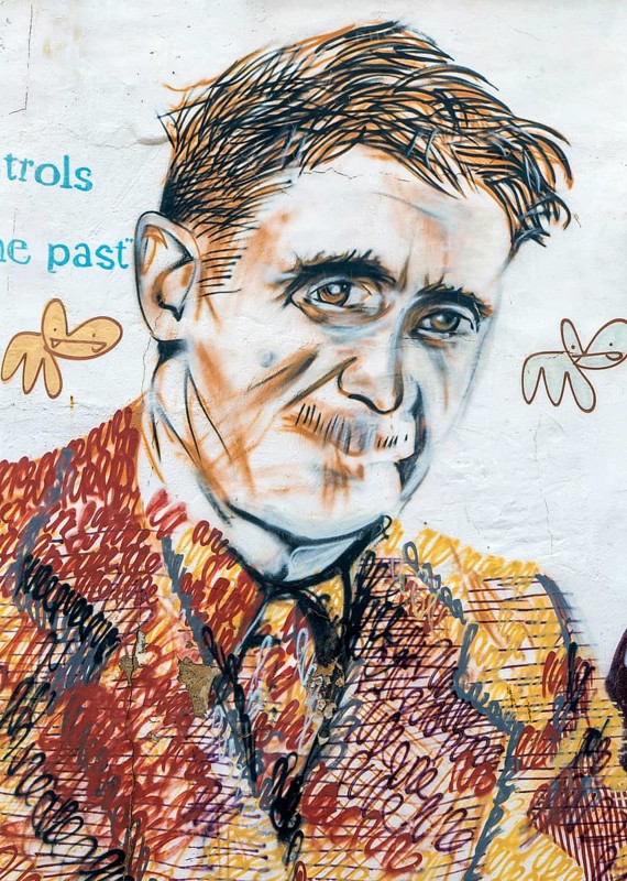 George Orwell mural picture Southwold, Suffolk, England, UK by artist Charles Uzzell-Edwards 2014