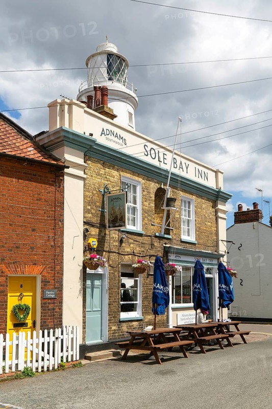 The Sole Bay Inn, historic Adnams public house next to lighthouse, Southwold, Suffolk, England, UK