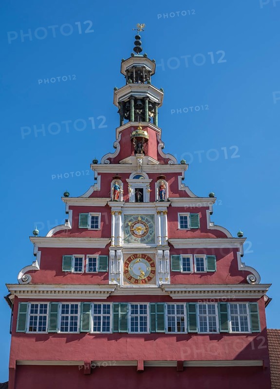 Detailansicht vom alten Rathaus in der historischen Altstadt von Esslingen, Esslingen am Neckar, Landkreis Esslingen, Baden-WÃ¼rttemberg, Deutschland