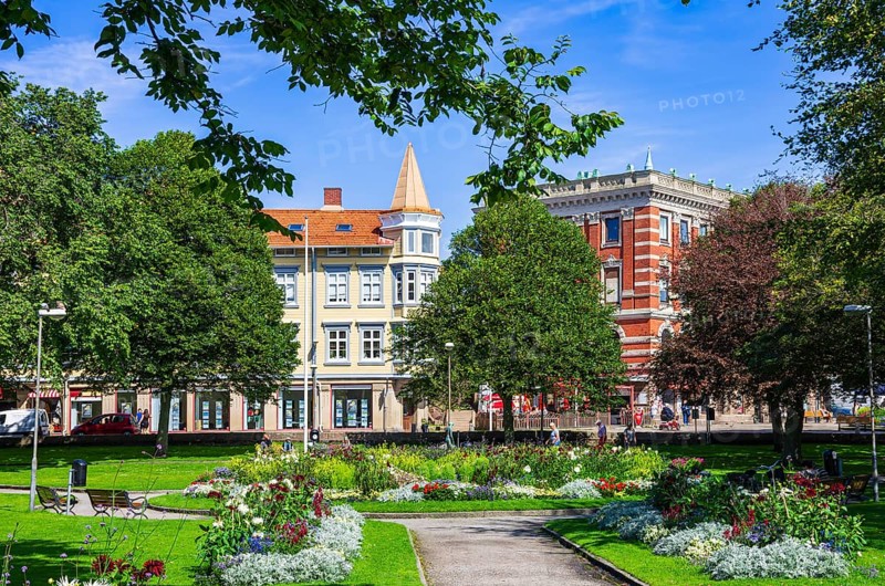 Idyllic green spaces in the picturesque municipal park of Lysekil (Lysekils stadsparken), BohuslÃ¤n, VÃ¤stra Götalands lÃ¤n, Sweden, Scandinavia, for editorial use only