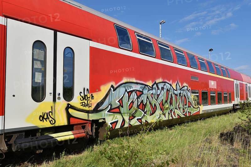 Double-decker carriage, double-decker train, double-decker carriage with graffiti