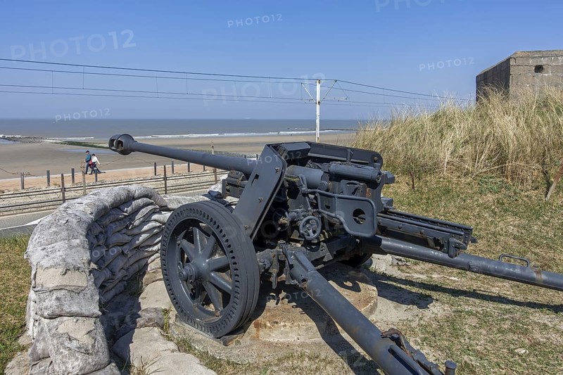 German WWII Pak 40 75 mm anti-tank gun at WW2 Saltzwedel-neu Battery, Raversyde Atlantikwall, Atlantic Wall, Raversijde, West Flanders, Belgium