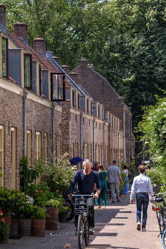 Utrecht city centre, Lange Rozendaal, small side street with residential buildings Netherlands