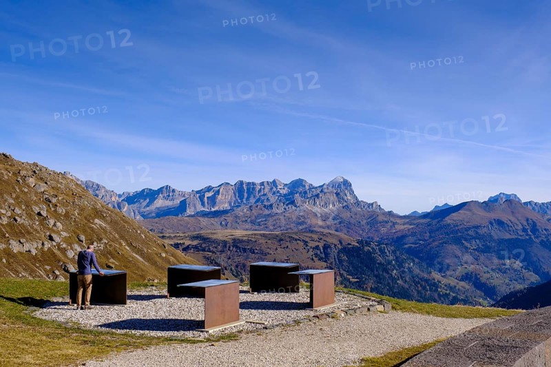 Totenburg, German war graves cemetery, memorial, Pordoi Pass, Pordoi Pass, Dolomites, Veneto, Italy