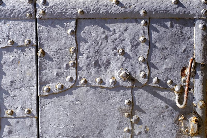 Door with fittings, Veste Coburg, Coburg, Upper Franconia, Franconia, Bavaria, Germany