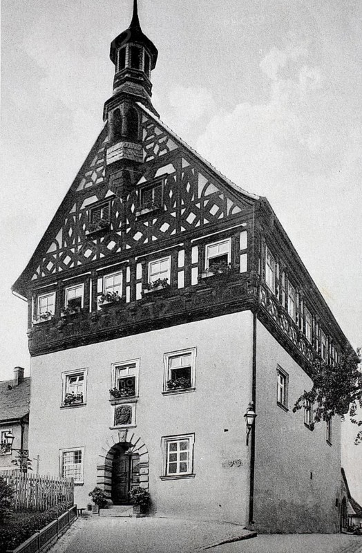 The town hall of Burgkunstadt, Upper Franconia, in 1938, Bavaria, Germany, digitally enhanced reproduction of a 19th century original, historical, exact date unknown