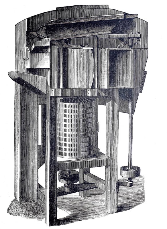 Milling, mill, husking machine for grain by Boerde & Company, digitally improved reproduction of a 19th century model, historical, exact date unknown