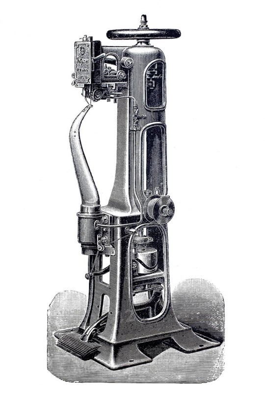 Shoemaker, shoemaker, sole sewing machine by Robert Kiehle, around 1870, digitally improved reproduction of a 19th century model, historical, exact date unknown