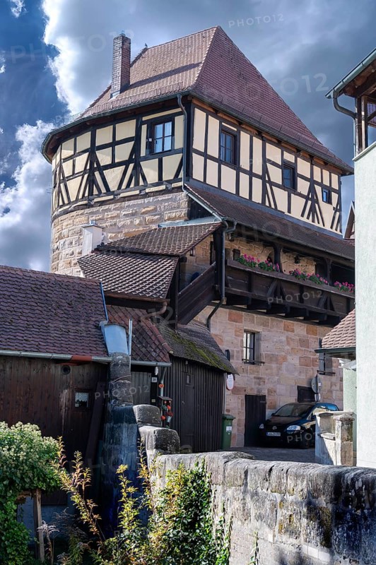 The Judenturm, former part of the city wall 1430, Höllgasse, Lauf an der Pegnitz, Middle Franconia, Bavaria, Germany