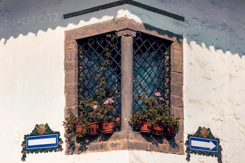 Peru, Cusco, historic colorful colonial buildings and architecture of San Blas district of artisans