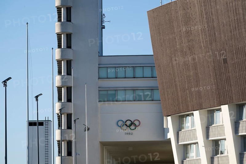 Tower with external staircase, Olympic Stadium, architects Yrjö Lindegren and Toivo Jäntti, Helsinki, Finland