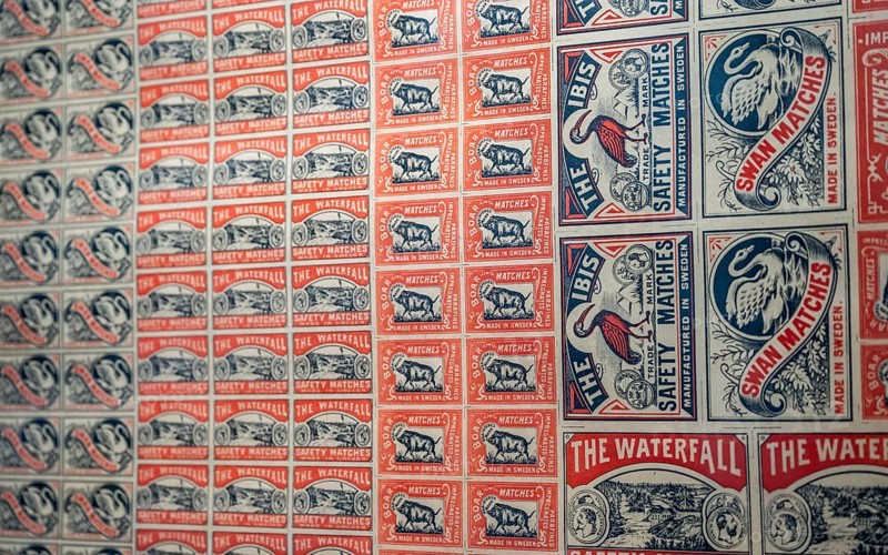 Printing sheet for matchbox labels, Tändsticksmuseet Match Museum or Matchbox Museum, Jönköping, Jönköpings län, Sweden