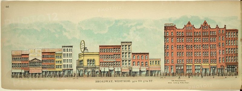 Broadway, West Side, 34th to 37th Street, New York, Manhattan, America, USA, historic, authentic, digitally restored reproduction from an original from 1899, published by Mail & Express, exact date of presentation unknown