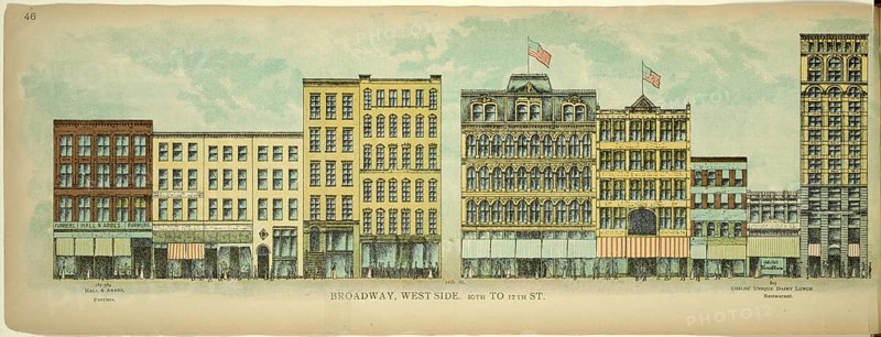 Broadway, West Side, 10th to 12th Street, New York, Manhattan, America, USA, historic, authentic, digitally restored reproduction from an original from 1899, published by Mail & Express, exact date of presentation unknown