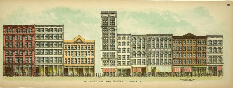 Broadway, East Side, Walker to Howard Street, New York, Manhattan, America, USA, historical, authentic, digitally restored reproduction from an original from 1899, published by Mail & Express, exact date of presentation unknown