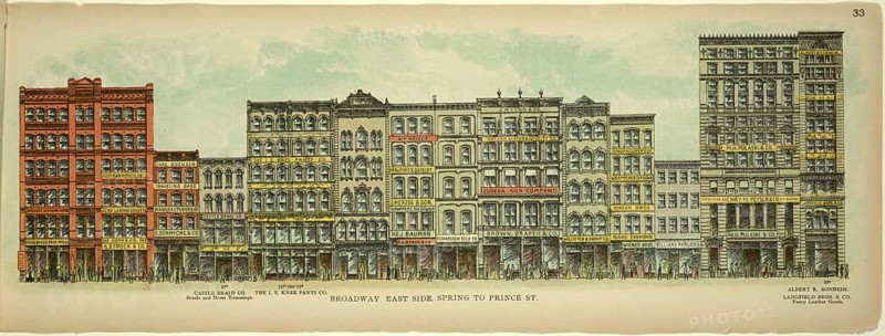 Broadway, East Side, Spring to Prince Street, New York, Manhattan, America, USA, historic, authentic, digitally restored reproduction from an original from 1899, published by Mail & Express, exact date of presentation unknown