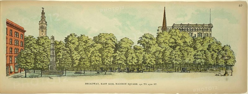 Broadway, East Side, Madison Square, 23th to 25th Street, New York, Manhattan, America, USA, historic, authentic, digitally restored reproduction from an original from 1899, published by Mail & Express, exact date of presentation unknown