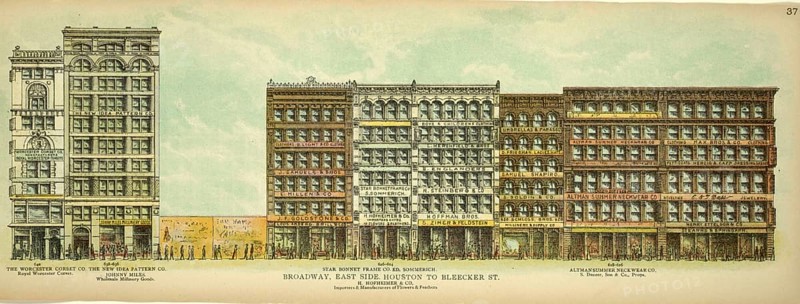 Broadway, East Side, Houston to Bleecker Street, New York, Manhattan, America, USA, historic, authentic, digitally restored reproduction from an original from 1899, published by Mail & Express, exact date of presentation unknown