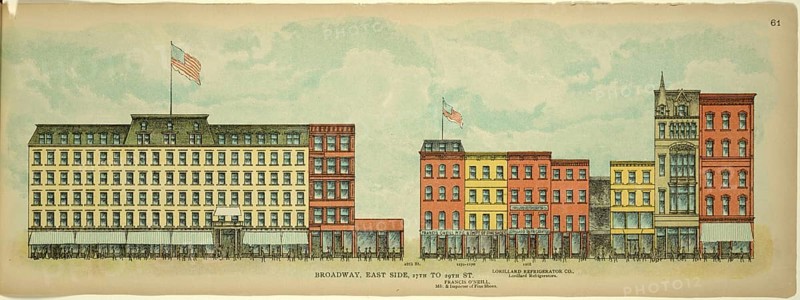 Broadway, East Side, 27th to 29th Street, New York, Manhattan, America, USA, historic, authentic, digitally restored reproduction from an original from 1899, published by Mail & Express, exact date of presentation unknown