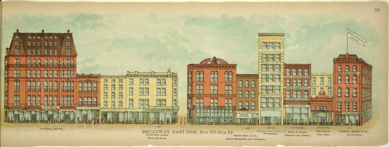 Broadway, East Side, 25th to 27th Street, New York, Manhattan, America, USA, historic, authentic, digitally restored reproduction from an original from 1899, published by Mail & Express, exact date of presentation unknown