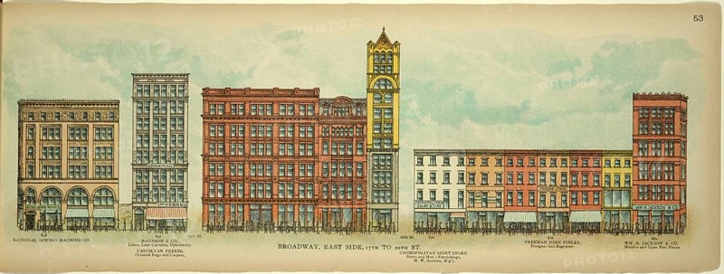 Broadway, East Side, 17th to 20th Street, New York, Manhattan, America, USA, historic, authentic, digitally restored reproduction from an original from 1899, published by Mail & Express, exact date of presentation unknown