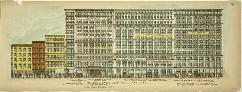 Broadway, East Side, Prince to Houston Street, New York, Manhattan, America, USA, historic, authentic, digitally restored reproduction from an original from 1899, published by Mail & Express, exact date of presentation unknown